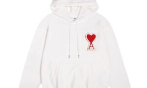 Sweat à capuche - pull -  AMI DE COEUR -  blanc et rouge